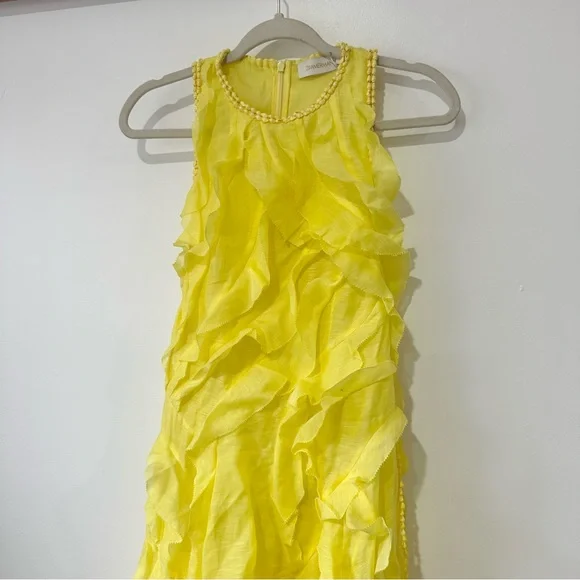 NWT Zimmermann Wonderland Yellow Ruffle Hi Low Dress